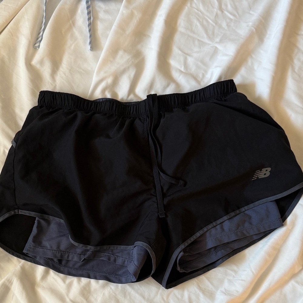 New Balance Women's Black and Gray Athletic Shorts - Picture 1 of 1